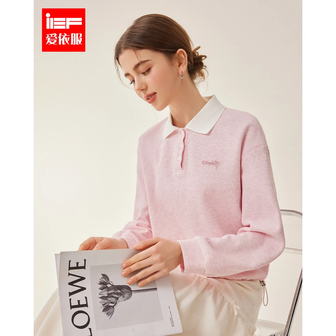 IEF/爱依服2025春季新款时尚运动风小众简约设计针织卫衣欧若风
