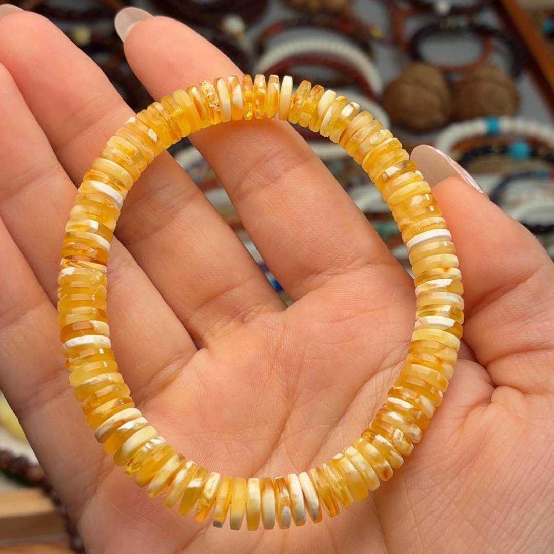 蜜蜡未镶嵌手串7.6mm