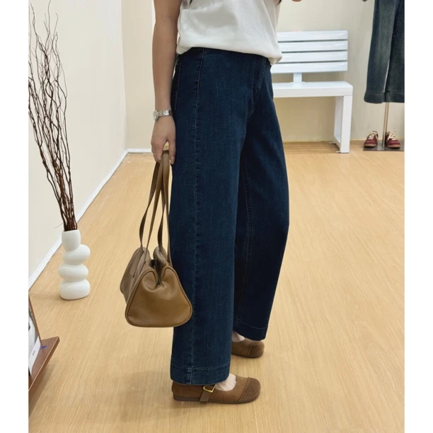 《29135》牛仔裤女2025年春季新款高腰九分小个子窄版阔腿直筒裤