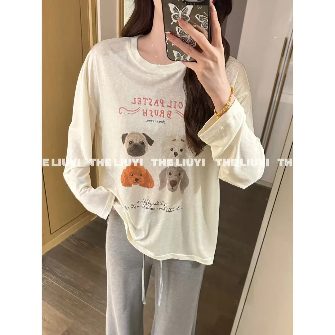 【LIUYI】小狗T~夏季莱赛尔透气长袖小狗T恤54274