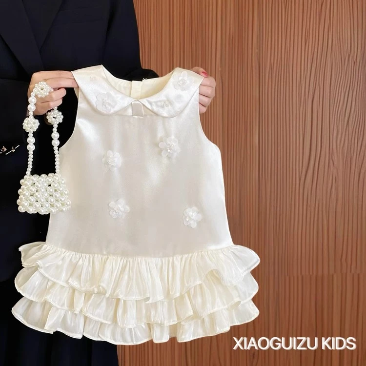 女童公主裙生日周岁礼服裙2025新款夏装小童女宝宝洋气背心连衣裙