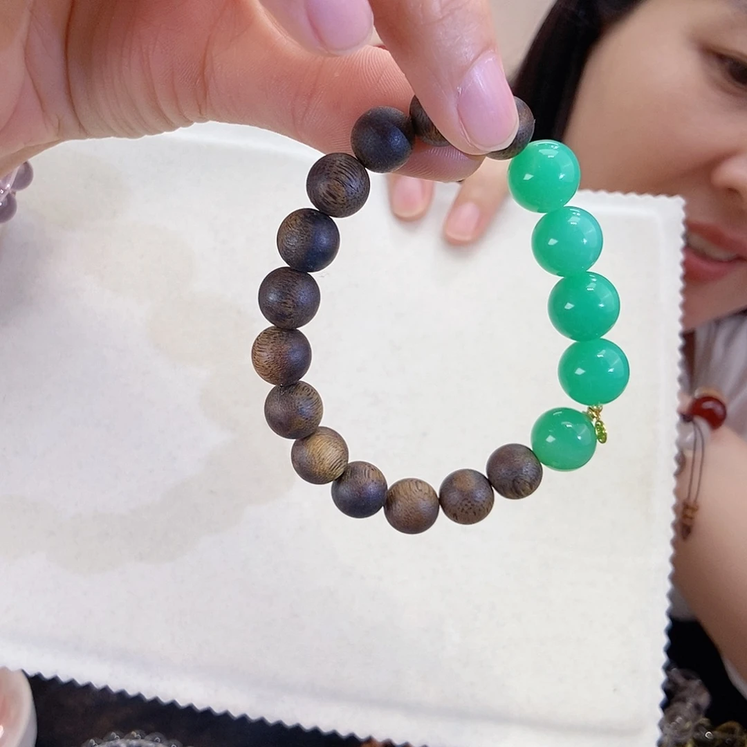 玛瑙/玉髓手链18K金镶嵌小*设计款澳玉手链