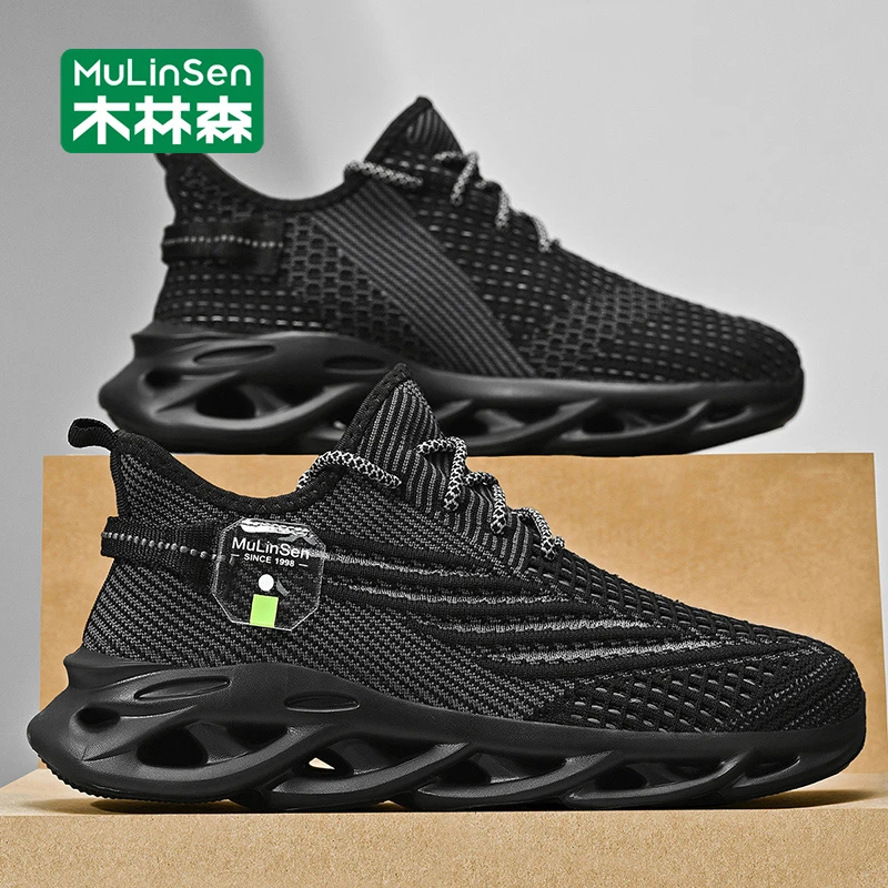 木林森椰子鞋男鞋秋季轻便透气跑步鞋网面运动鞋薄款飞织休闲潮鞋