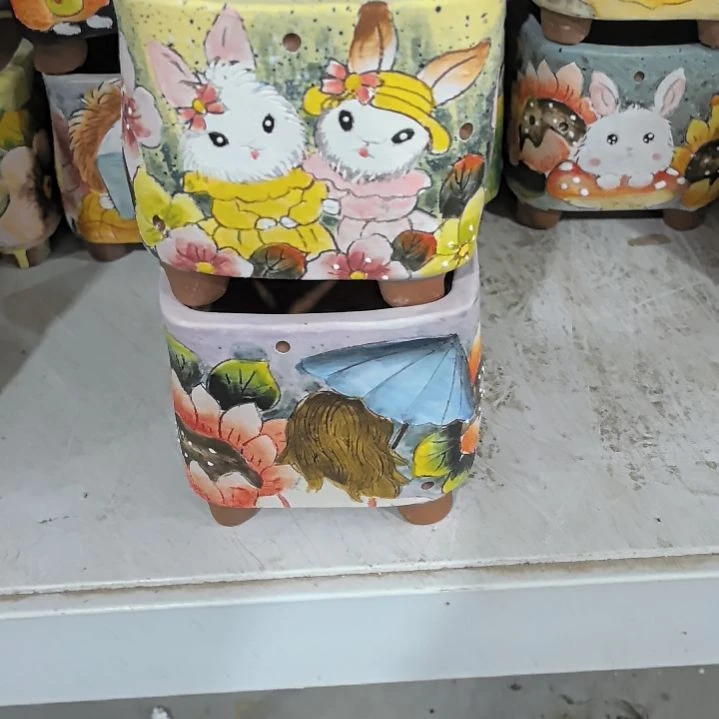 红泥花盆景德镇陶瓷