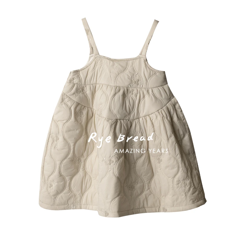 ryebread/黑面包童装韩系吊带夹棉女小童背心裙4冬背带裙