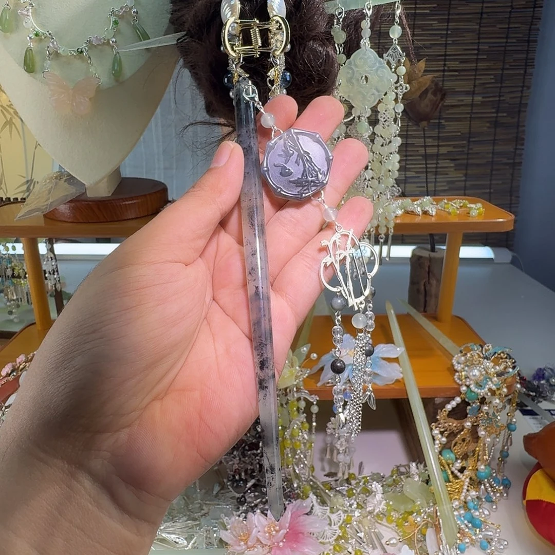 蛇纹石玉合金发饰