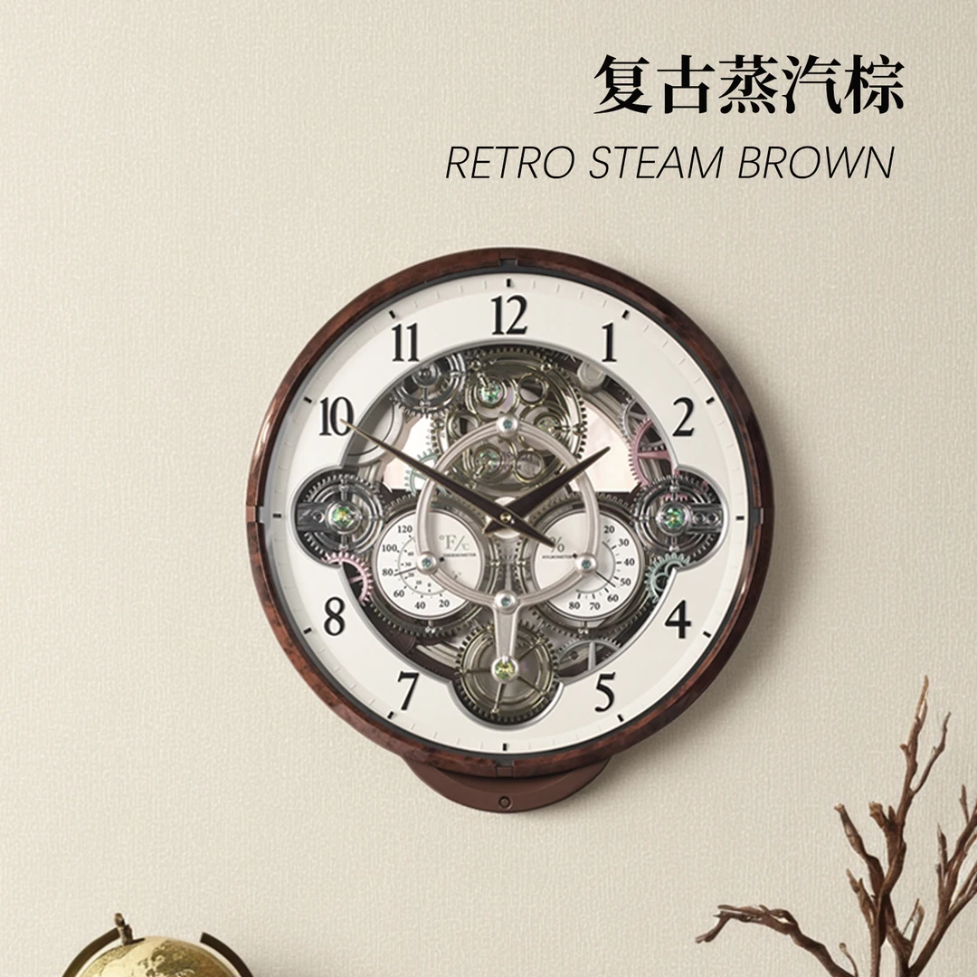 丽声挂钟整点报时石英钟客厅卧室装饰时尚多功能带温湿度显示