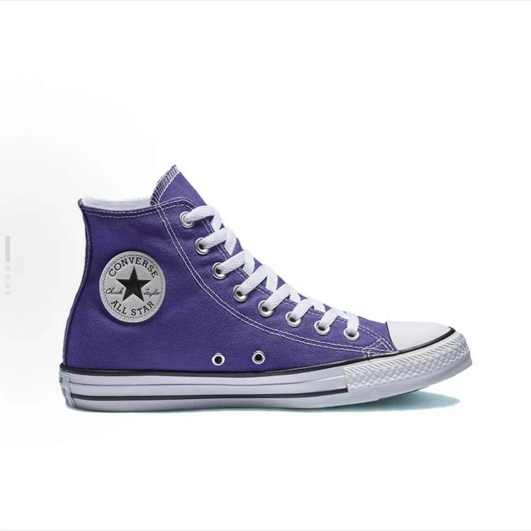 Converse All Star圆头系带防滑高帮帆布鞋男女同款紫色137833C