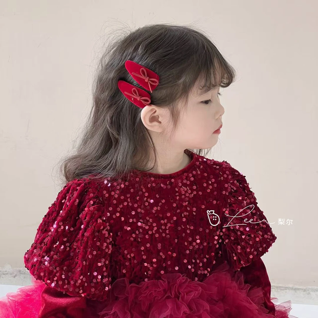 L-3048 【梨尔】儿童新年可爱刺绣发夹女童刘海碎发侧边发卡发饰