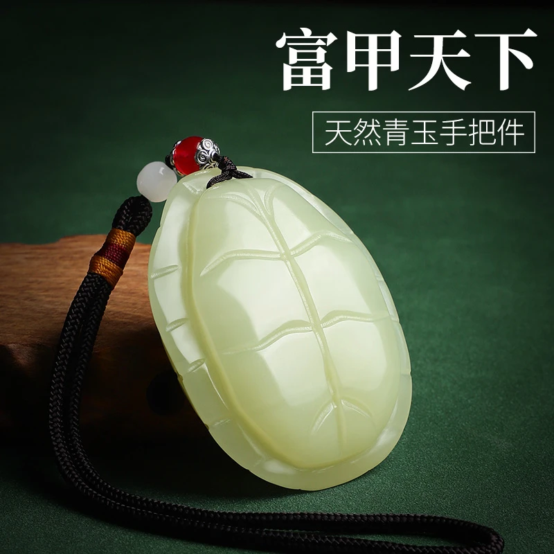 天然玉石龟壳富甲天下手把件随身文玩创意桌面摆件过年学生件饰品