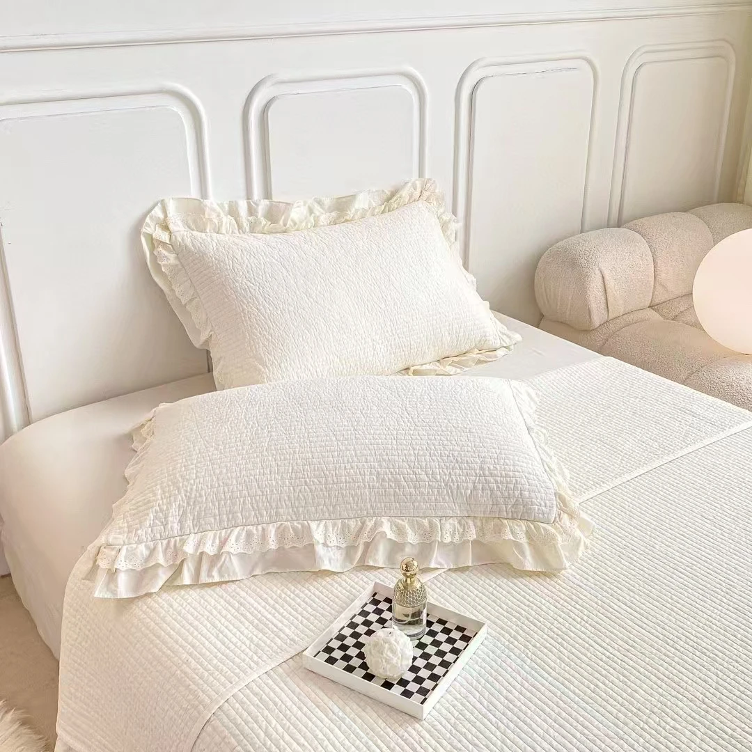 2025年新款韩式花边枕套/透气全棉洗枕套/夹棉枕套加厚韩版荷叶边