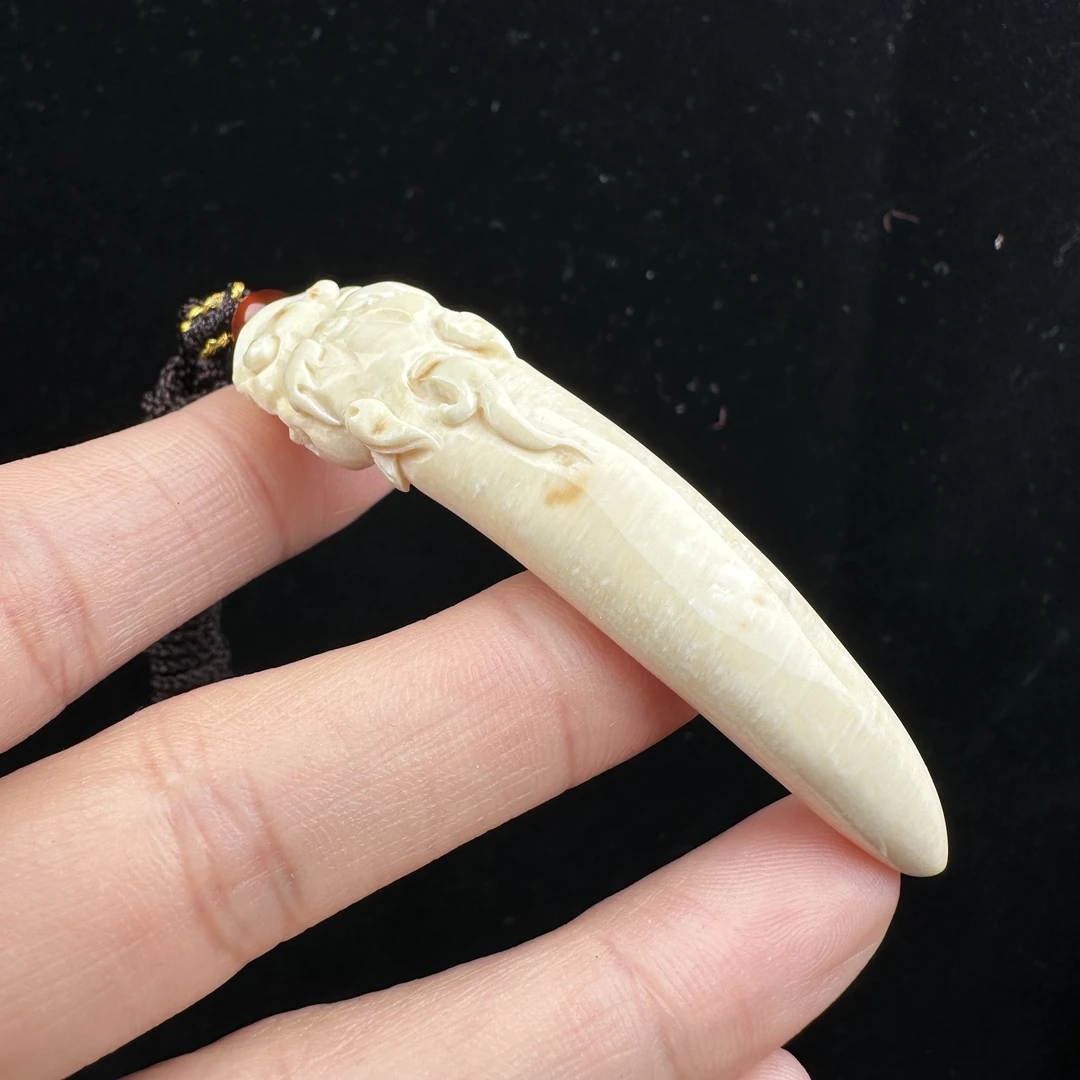 H1557天然猛犸牙 龙牙尖 14.6*63mm支持鉴定 假一罚四