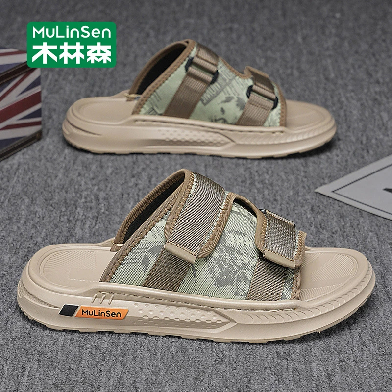 木林森男士拖鞋2025新款夏季潮牌运动沙滩鞋户外耐磨软底一字拖男