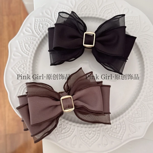 Pink Girl X817气质简约蝴蝶结香蕉夹通勤百搭竖夹优雅高马尾发夹