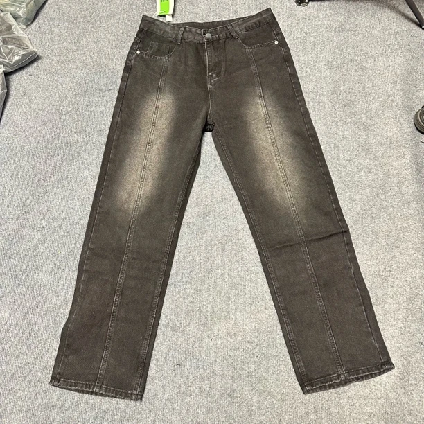 《LAiFU专属》 水洗黑直筒牛仔裤