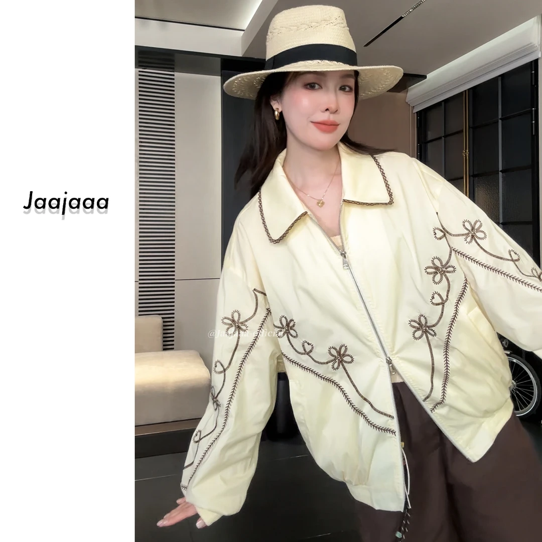 Jaajaaa巴黎晨间絮语  小众设计感复古百搭刺绣外套/HGHB
