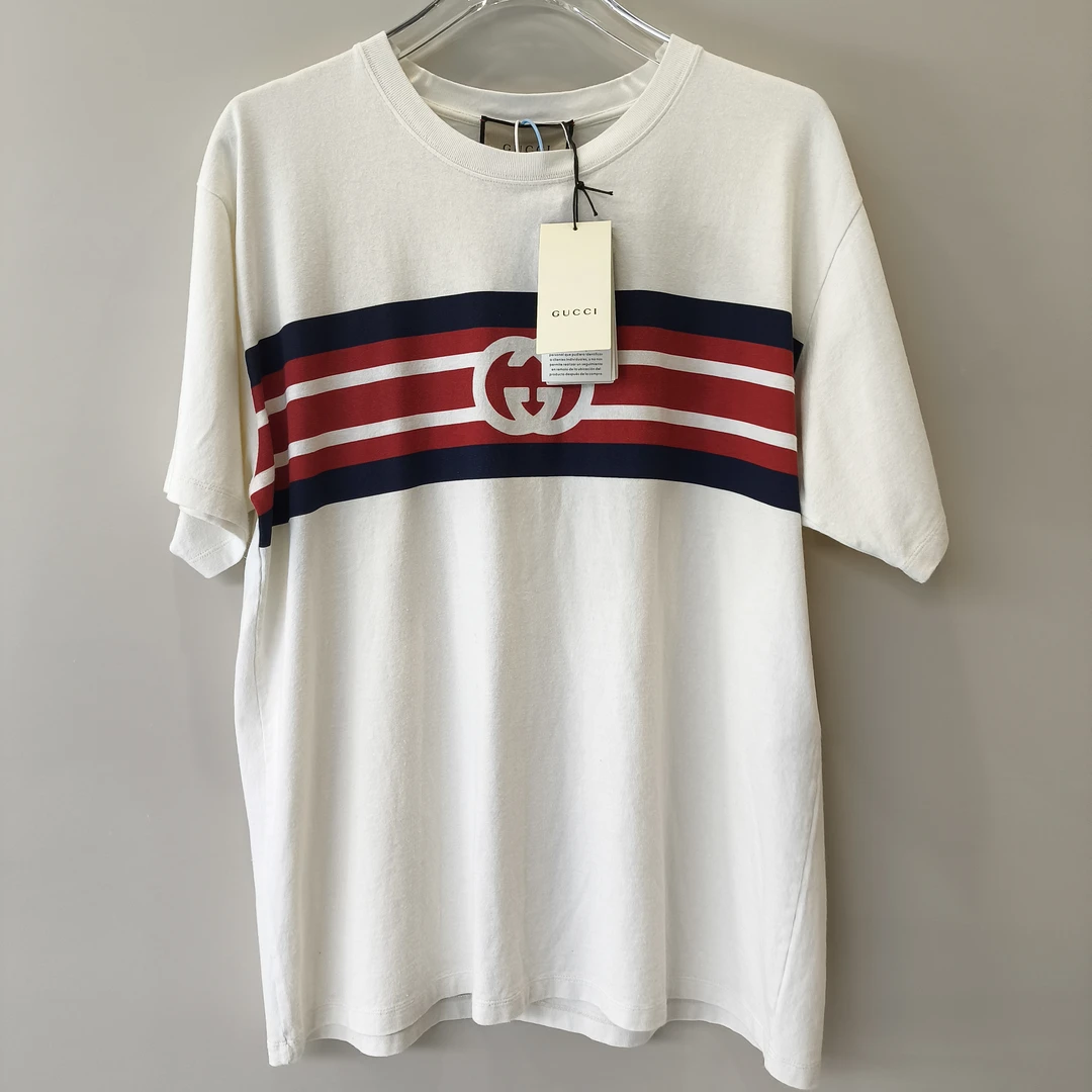 全新未使用 GUCCI/古驰 圆领条纹短袖 M码 AA10052