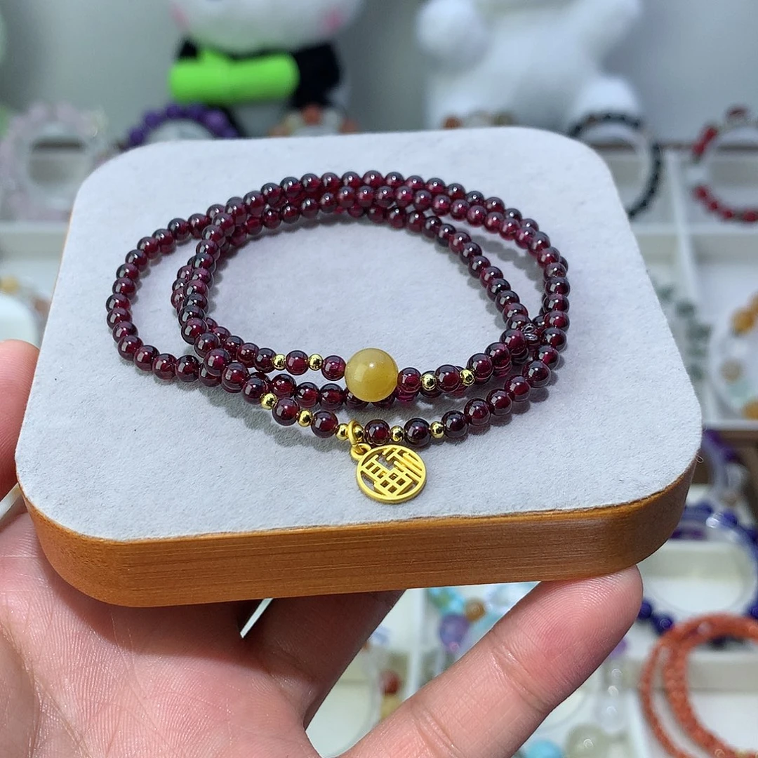 水晶银S925镶嵌手链三圈手链