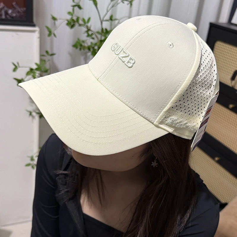 K26夏季轻薄速干棒球帽女加宽加长大帽檐硬顶时尚百搭刺绣鸭舌帽