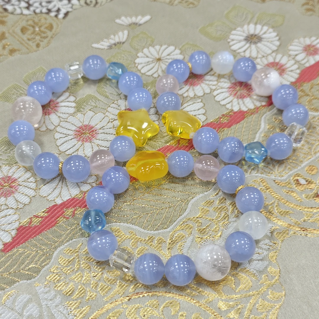 【书记甄选】原创蓝纹玛瑙单圈手链 多样性发一件 约8-14mm RJ5199