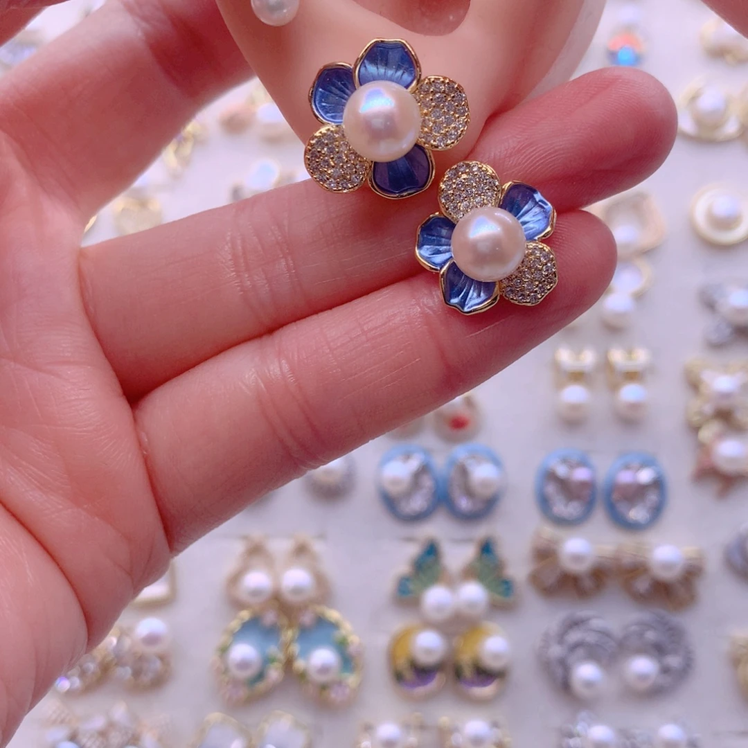 淡水珍珠耳饰合金