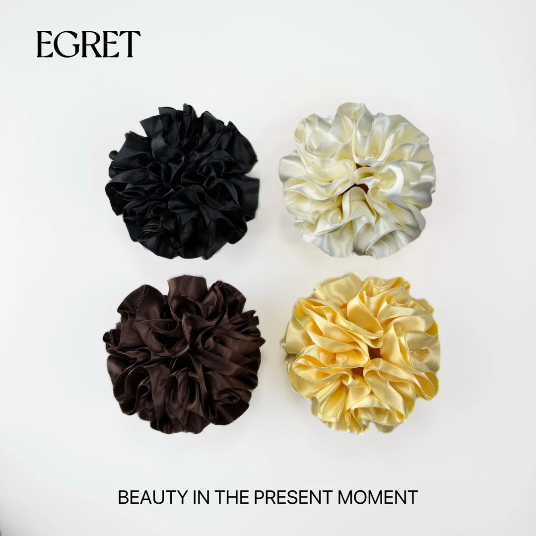 EGRET 手作花苞丸子头扎马尾发圈气质百搭小众设计高级感原创发饰