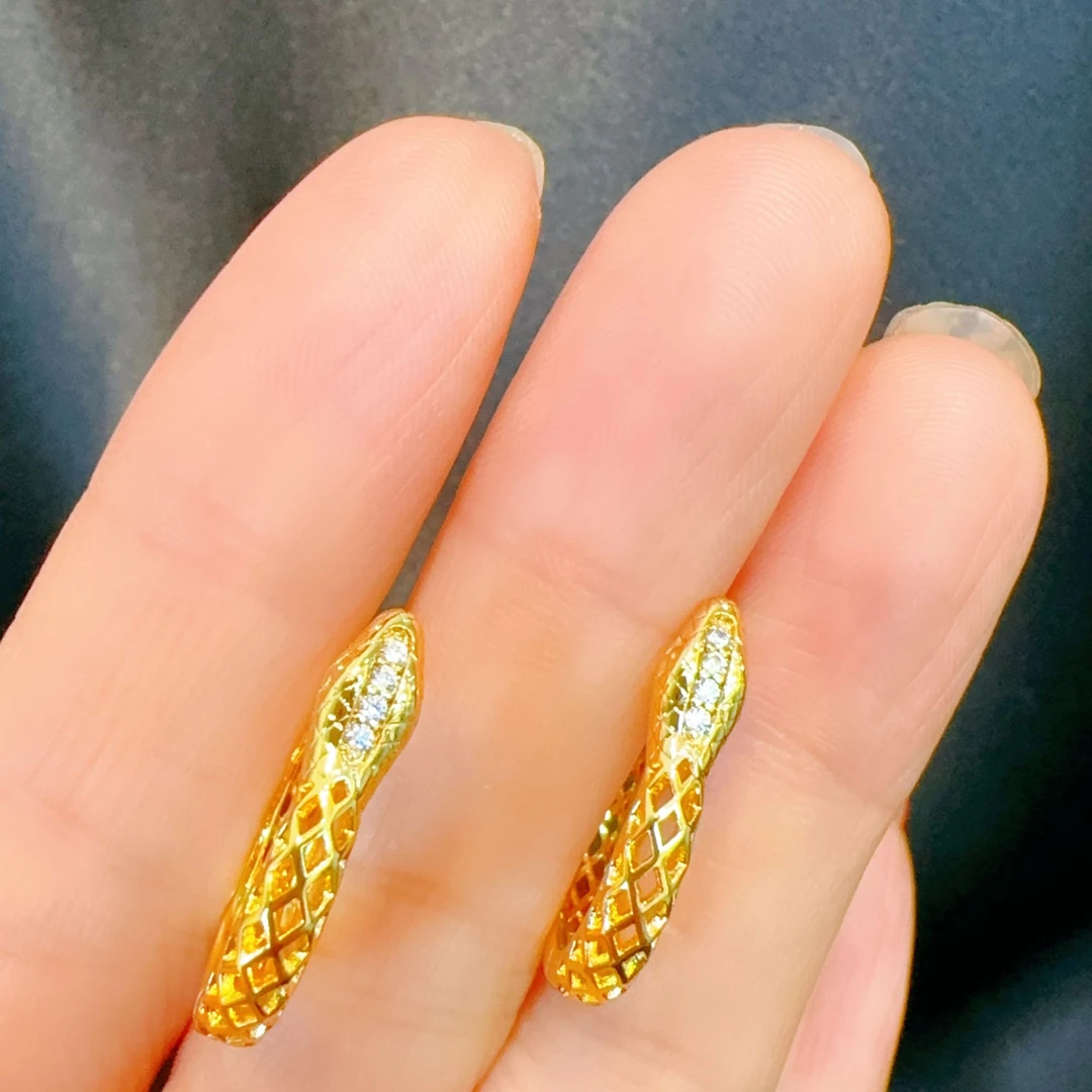 合金耳饰 金蛇几何耳扣