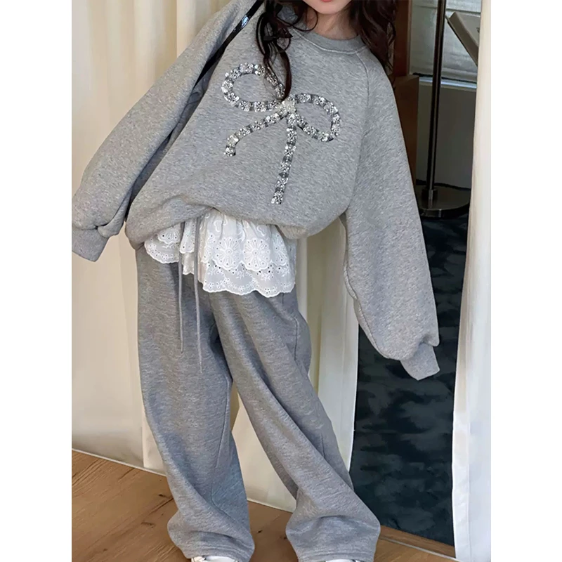 K28475亮片女童春装运动卫衣套装2025新款春秋休闲儿童两件套时髦