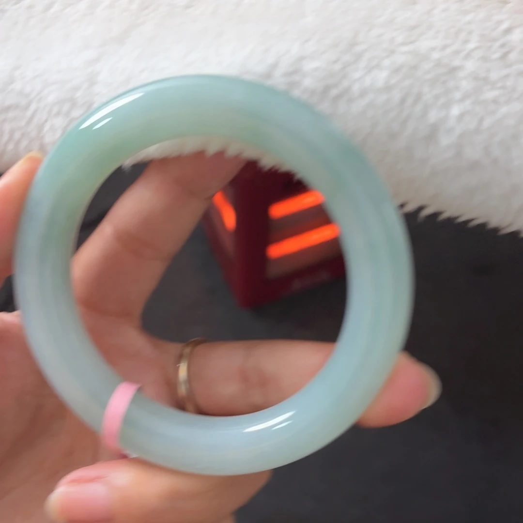 ****翡翠未镶嵌手镯35号果冻胶晴蓝