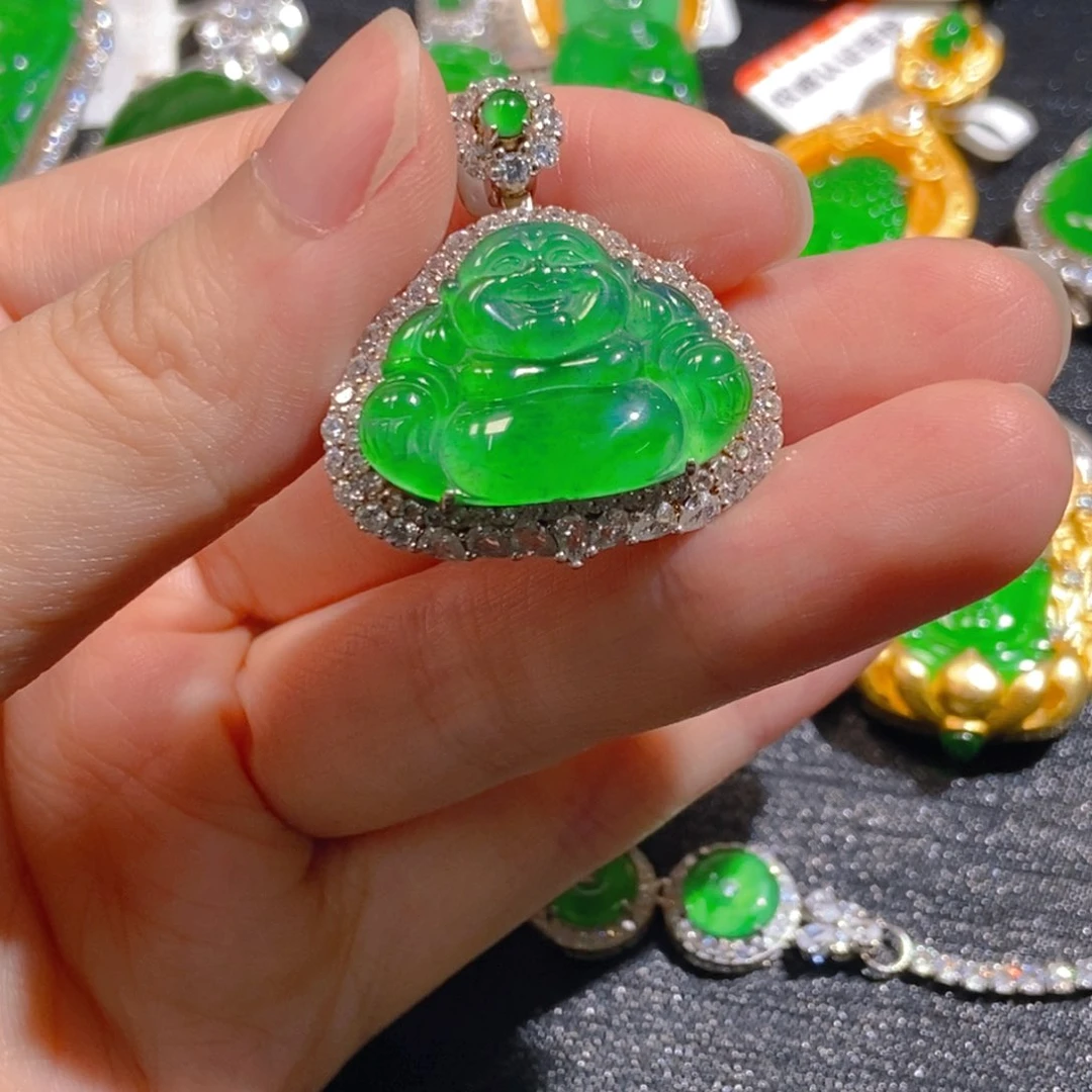 翡翠银S925镶嵌吊坠(不含链)