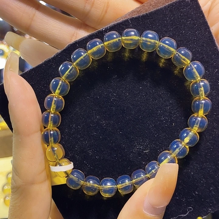 蓝珀未镶嵌珠宝奇石墨西哥蓝老型手串7