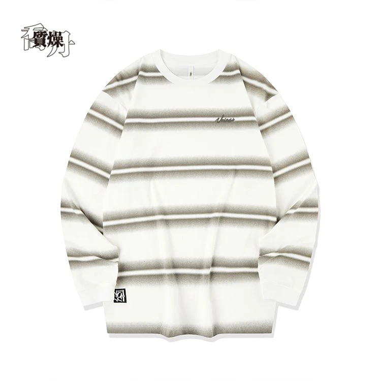乔丹长袖T恤衫男2025秋季透气条纹舒适宽松套头衫QDLTL3253289