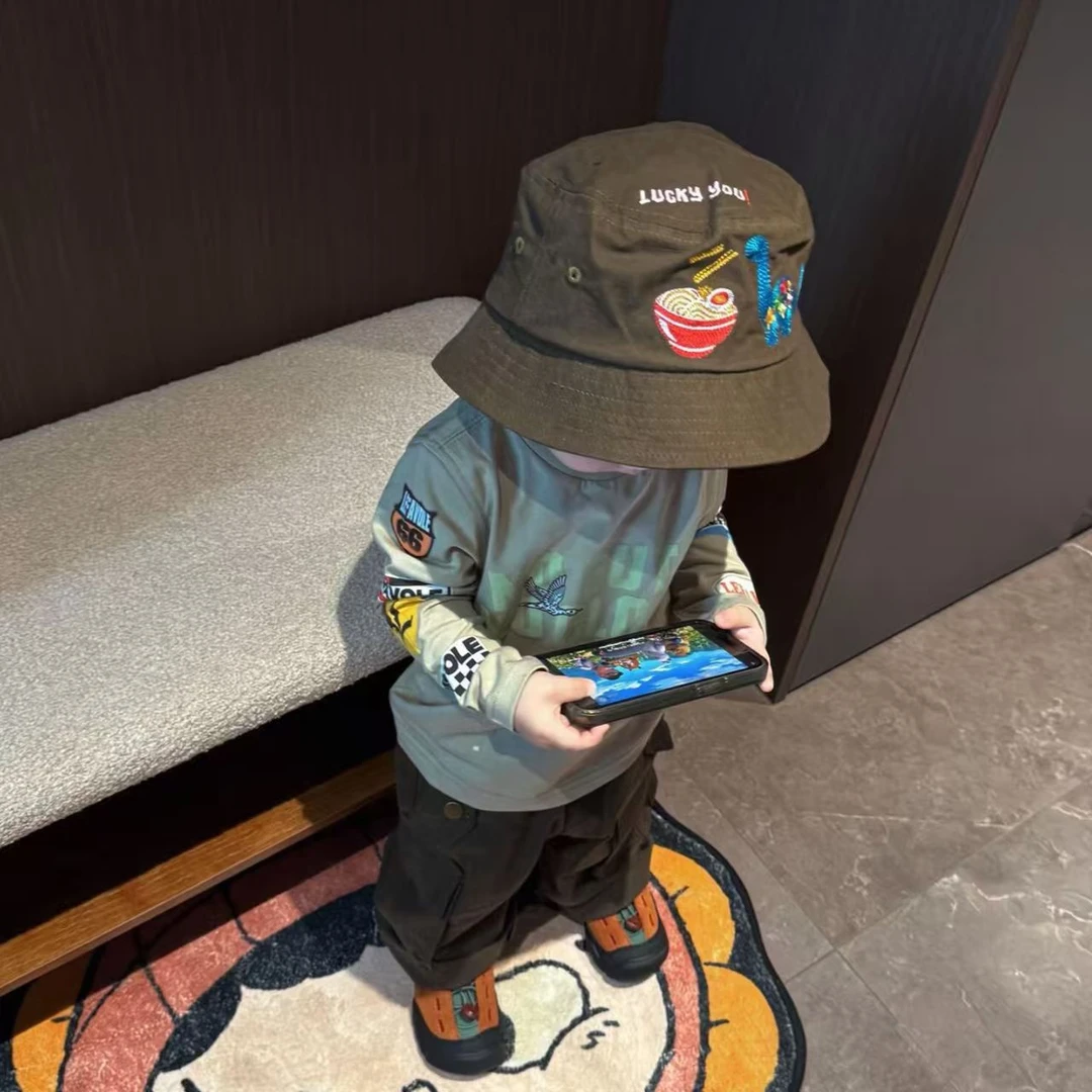 男童春秋套装2025新款儿童韩版洋气字母印花长袖t恤宝宝工装裤潮