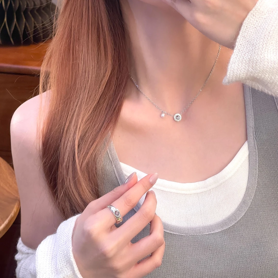 铜项链 仿珍珠百搭项链女高级感轻奢时尚小众锁骨链法式吊坠颈链