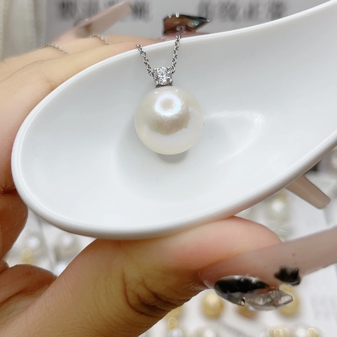 淡水珍珠银S925镶嵌吊坠(不含链)