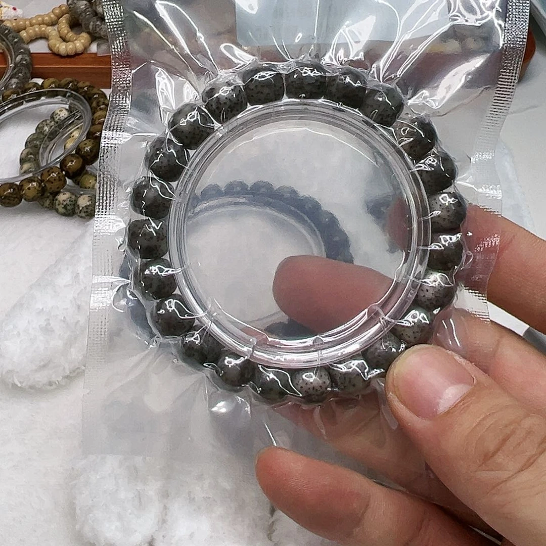 星月菩提手串13高端黑冰黑灰石玉星月菩提单圈10