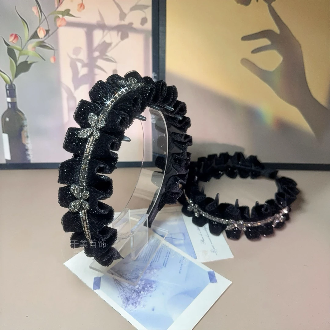 【星光蝴蝶】新款丝绒钻条小蝴蝶时尚百搭气质减龄高级感发箍T0992