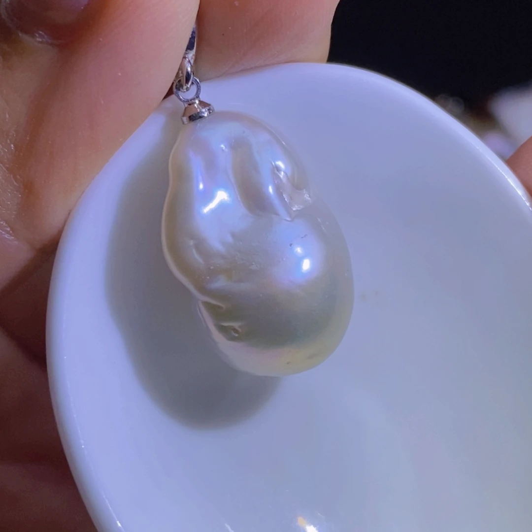 银S925镶嵌淡水珍珠微瑕