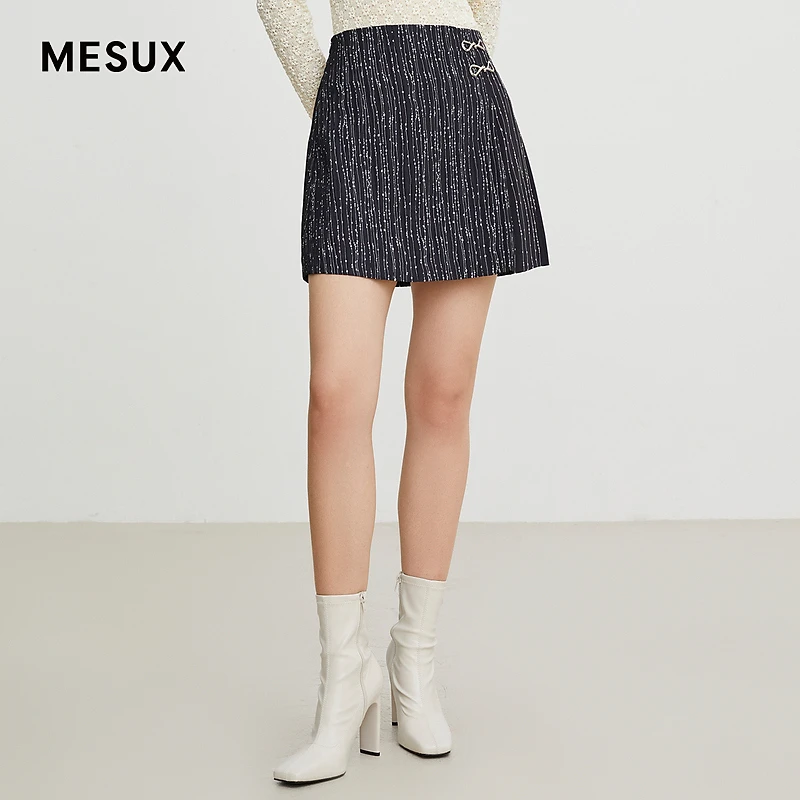 【丽公主专享】MESUX米岫复古字短裙MKFUS205直播