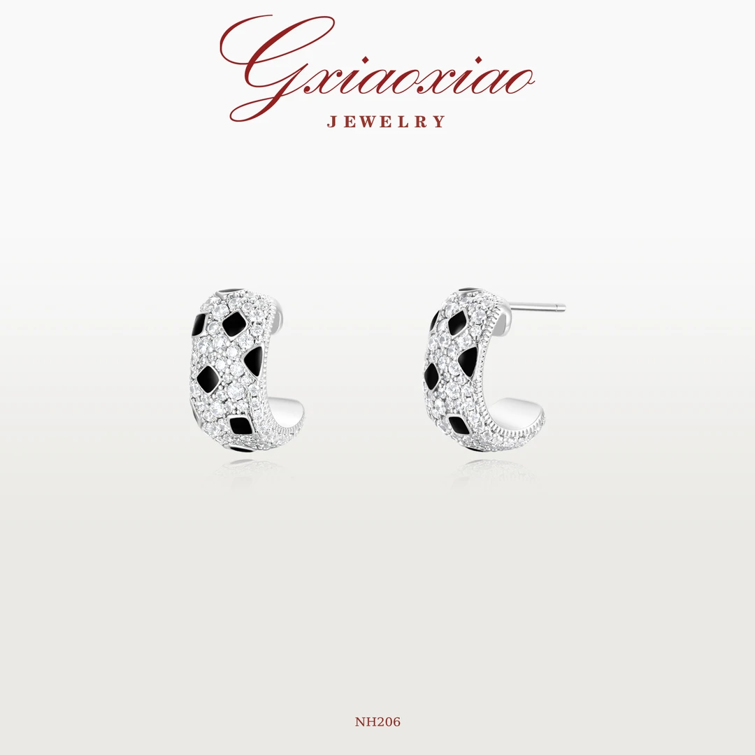 G XIAOXIAO耳饰高级感气质百搭老钱风黑色豹纹耳环 NH206新年礼物