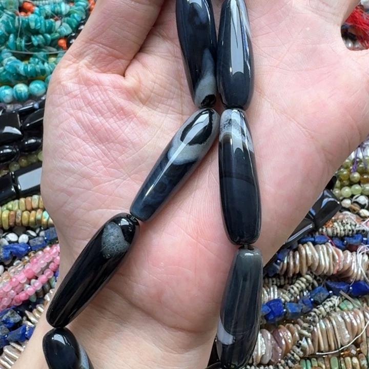 合金玛瑙/玉髓珠宝半成品一条11x40m玛瑙水滴