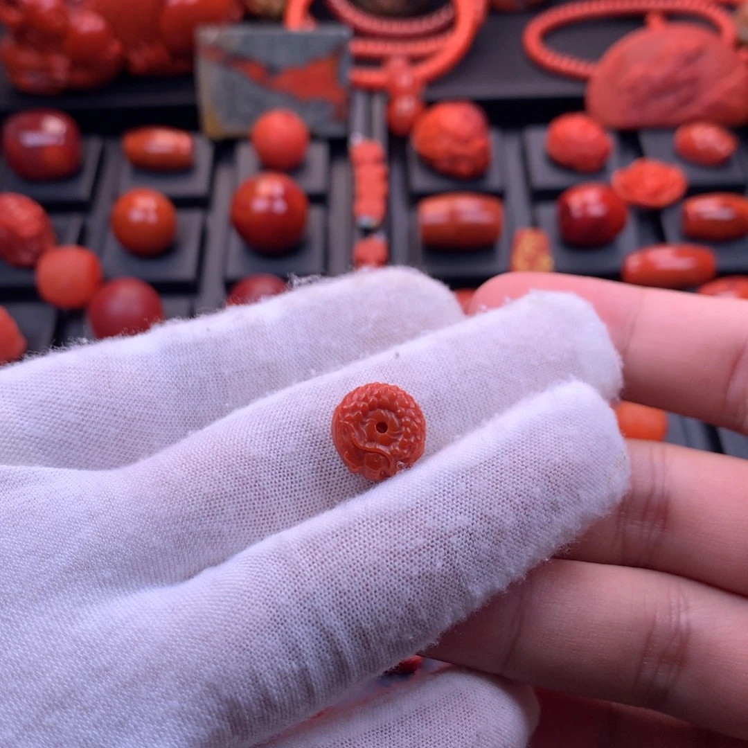 南红玛瑙未镶嵌柿子红精工龙扣13mm