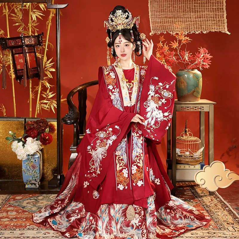 星灵[上囍]新款重工刺绣明制汉服女凤冠霞帔中式婚服马面裙敬酒服