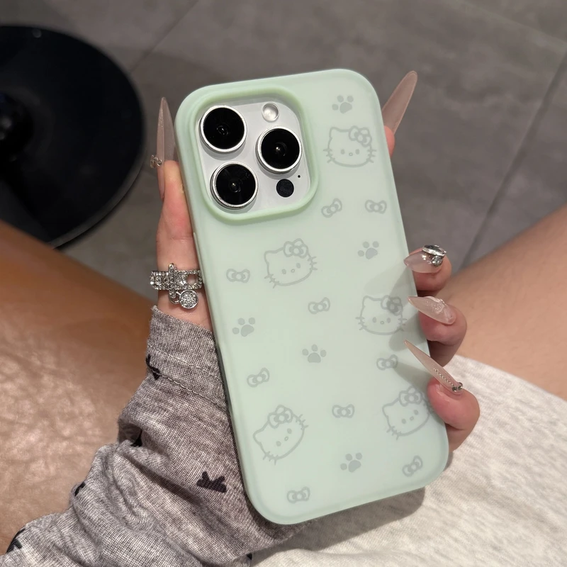 多巴胺线条Kitty猫适用苹果16手机壳15promax磨砂肤感14液态13新