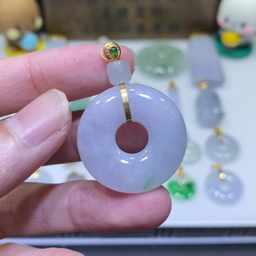 翡翠18K金镶嵌吊坠(不含链)