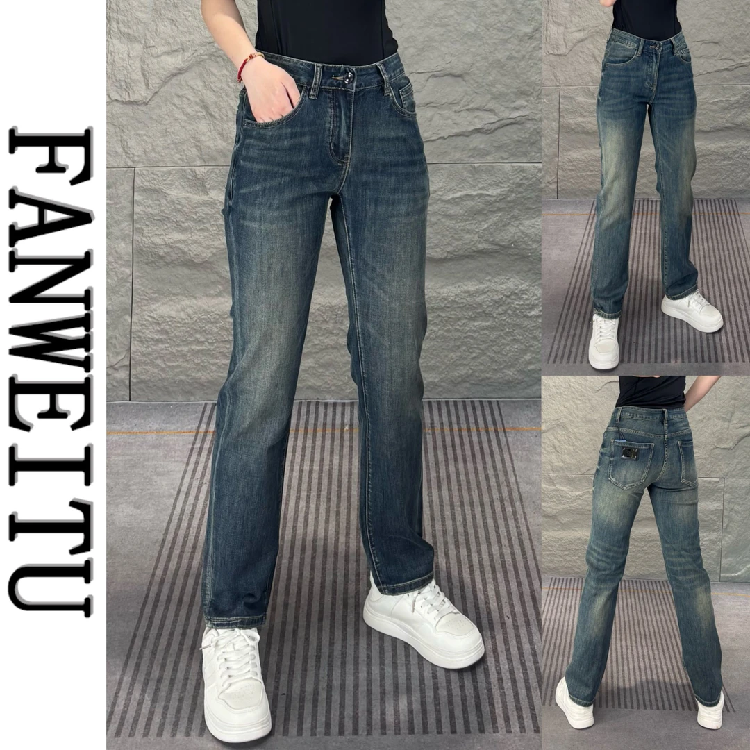 春夏男款复古蓝直筒牛仔裤高端精梳棉舒适透气高腰修身微弹3129