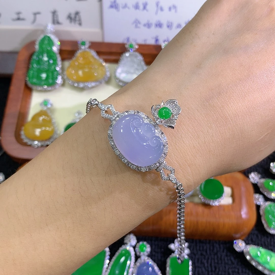 【闪购商品】18K金镶嵌手链翡翠如意头两用