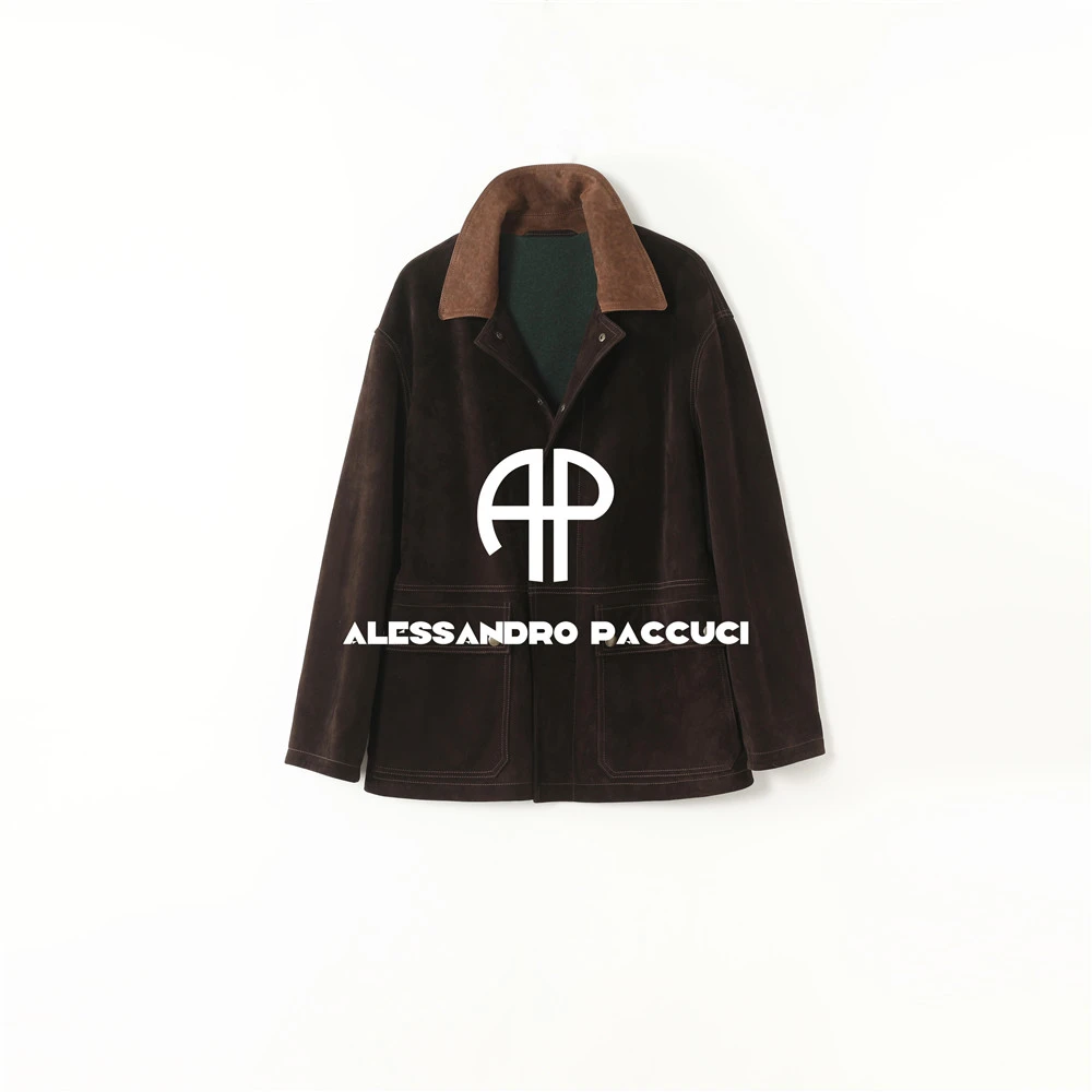 AP洛哥54077PY【限量/黑标】土耳其进口羊皮撞色翻领复古风时尚夹克