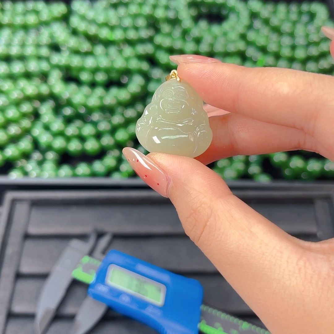 颈饰银S925镶嵌和田玉晴水佛公卡25