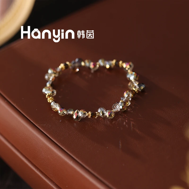 木变石虎眼石方糖棱彩折光水滴马上有钱花弹力手链